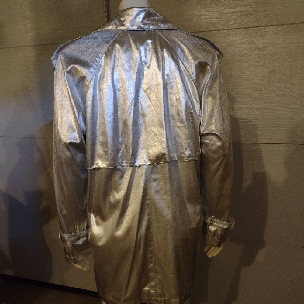 Silver Metallic Trenchcoat Jacket, Small - image 2